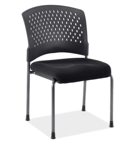 Aero Collection Armless Guest or Side Chair with Black Fabric Seat and Titanium Frame
