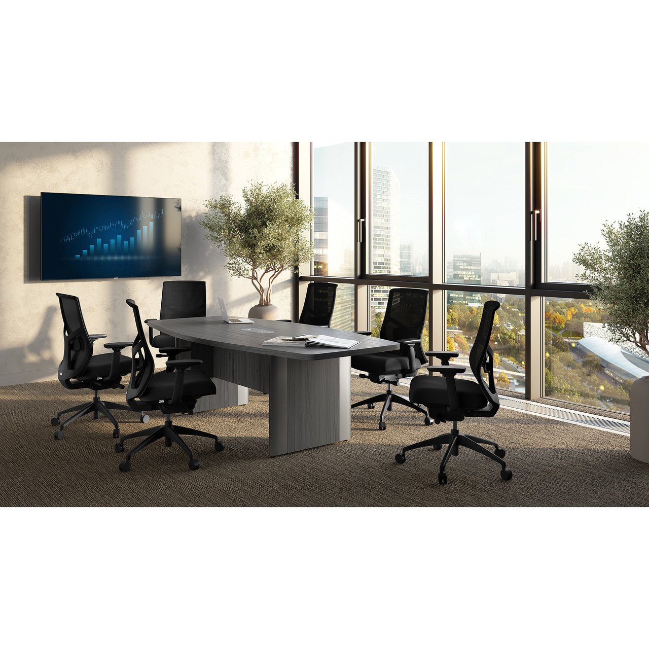 OS Conference Tables | Boat Shaped Conference Table with Elliptical Base - 8'